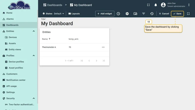 Save dashboard