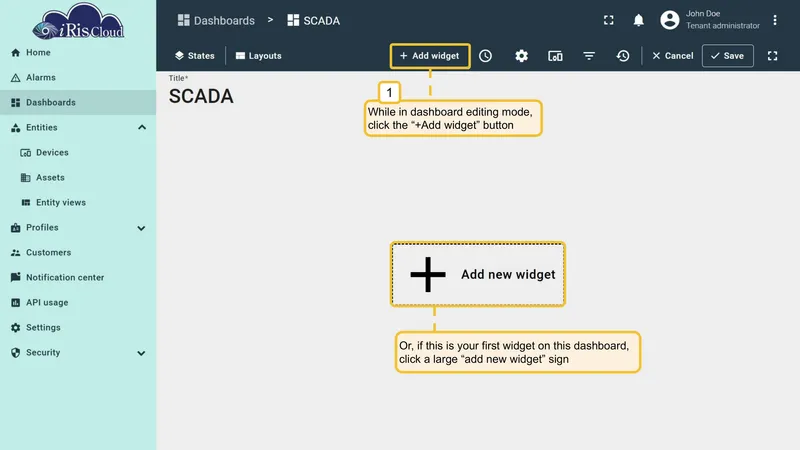 Add widget button