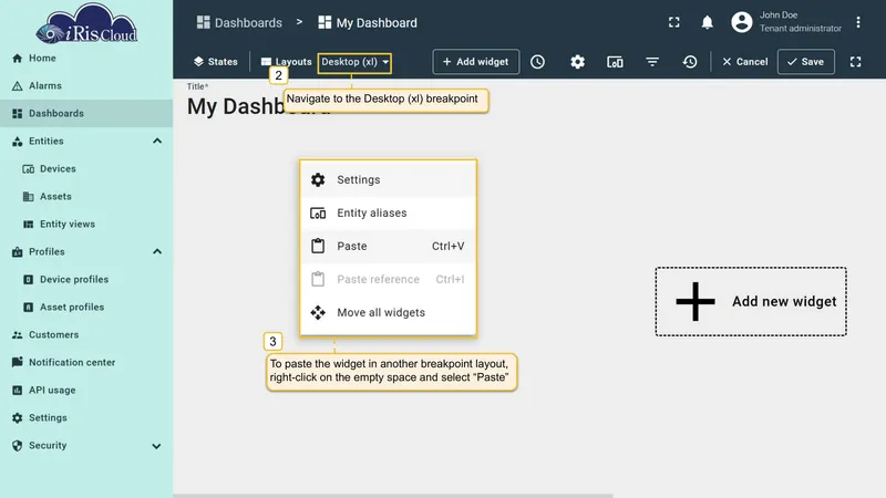 Paste widget copy