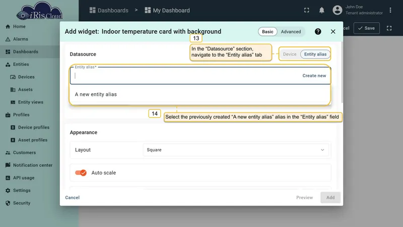 Select alias in datasource