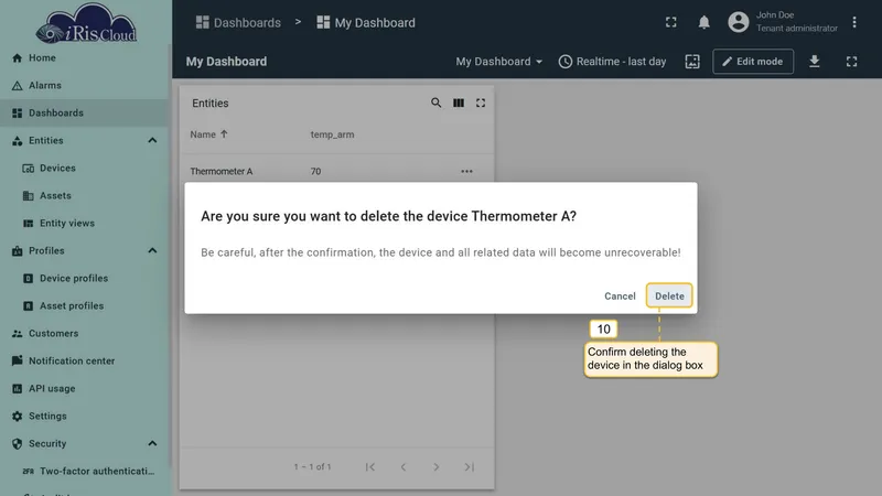 Delete confirmation dialog