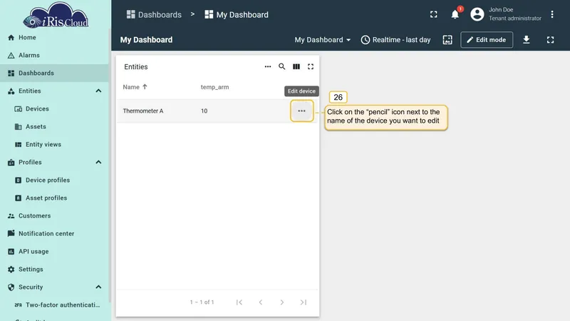 Edit entity dialog
