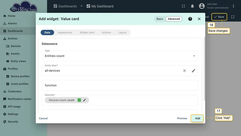 Entities count with filter