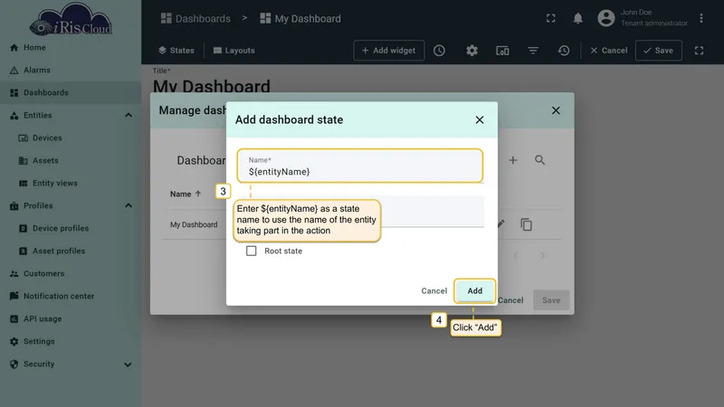 Add dashboard state