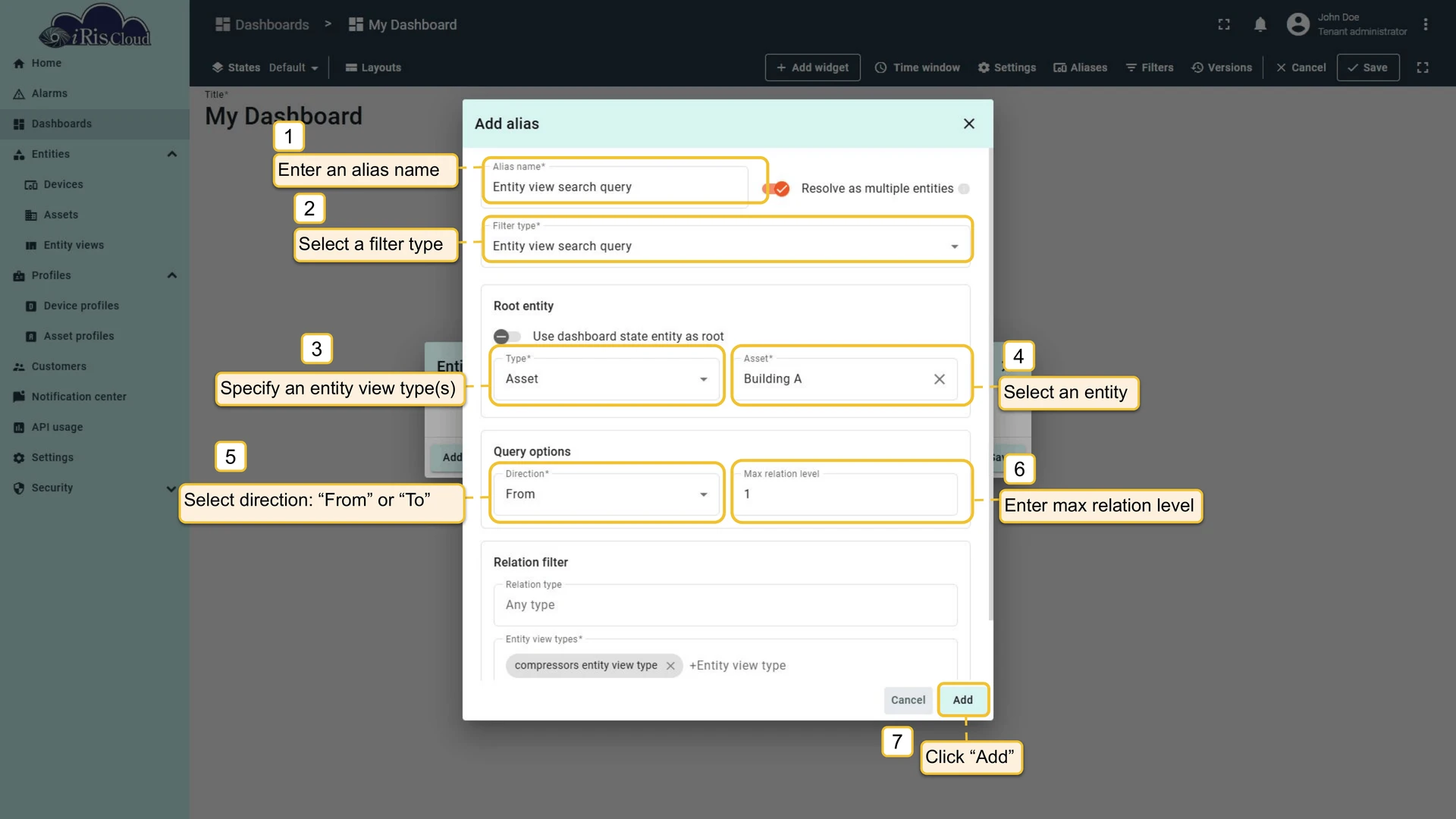 Entity view search query