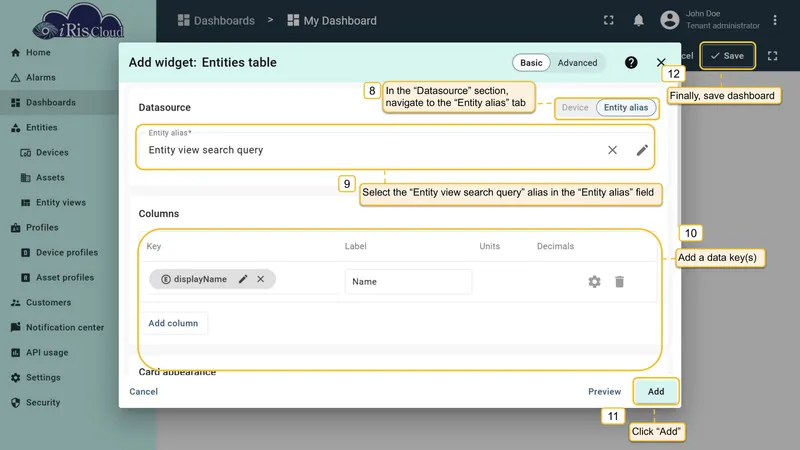 Entity view search configured