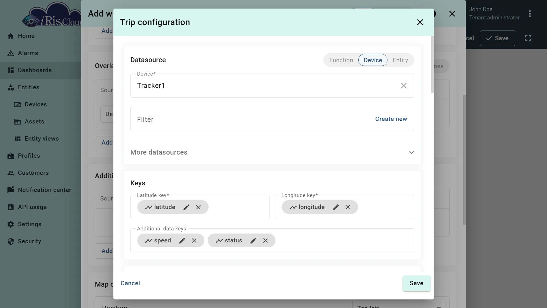 Datasource and keys configuration