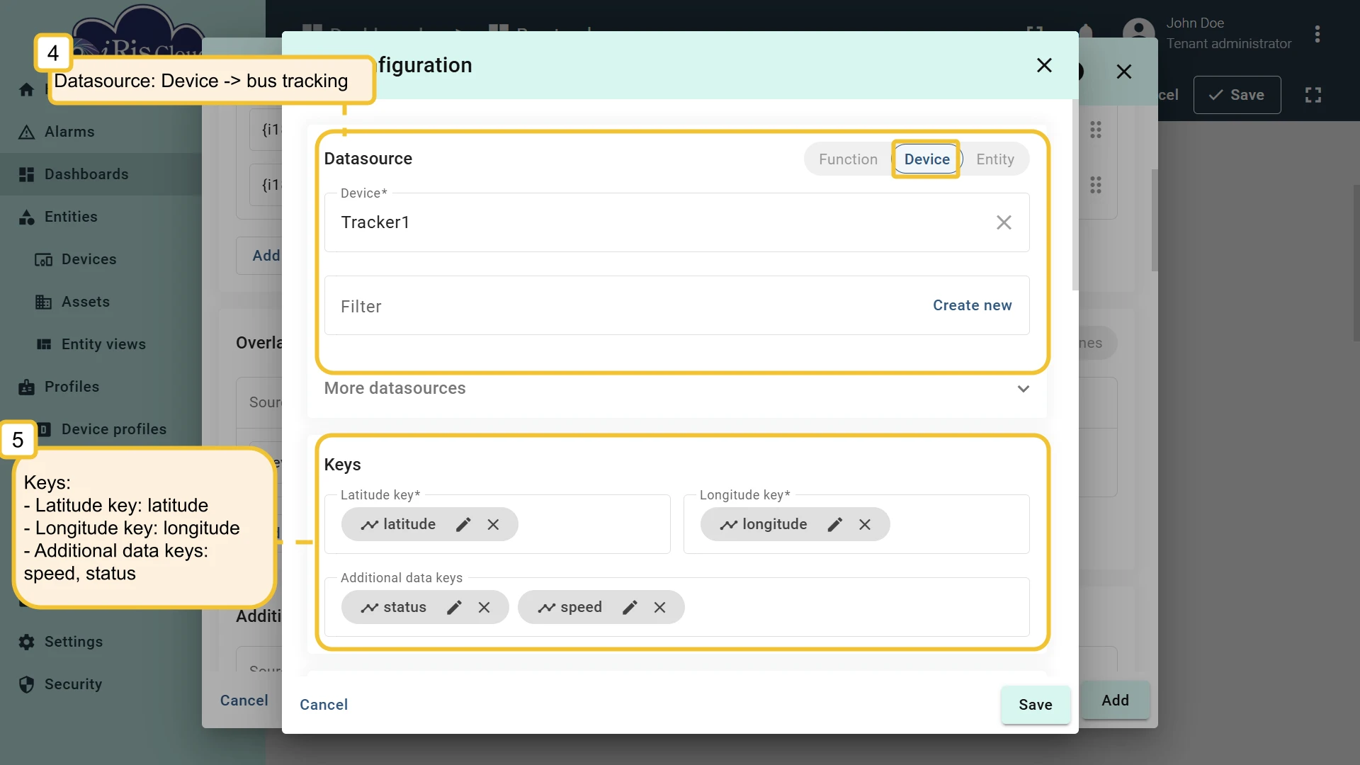 Datasource and keys configuration