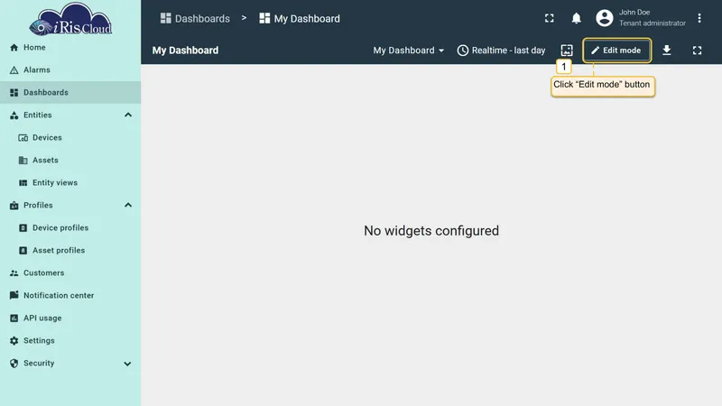 Enter dashboard edit mode