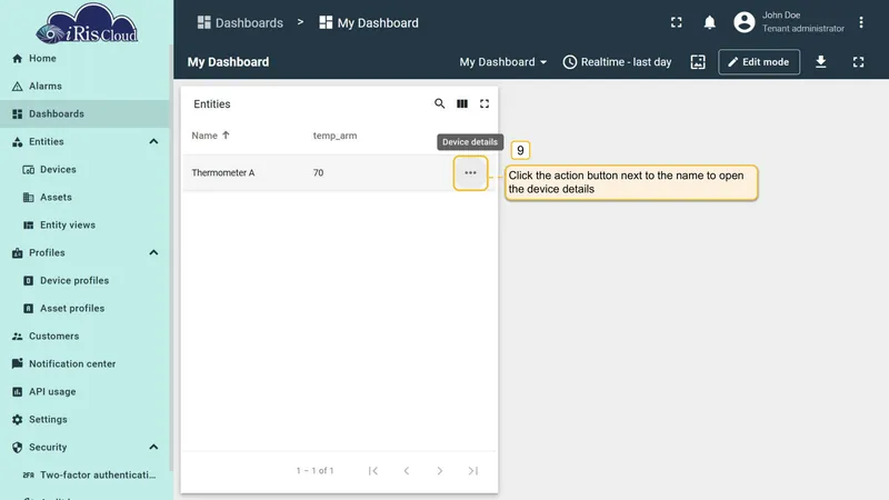 Click action button in view mode