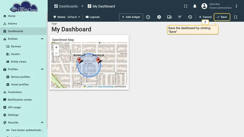 Dashboard ready for circle click
