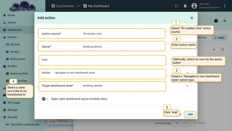Configure On marker click action