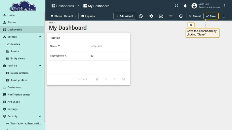 Dashboard ready for row click