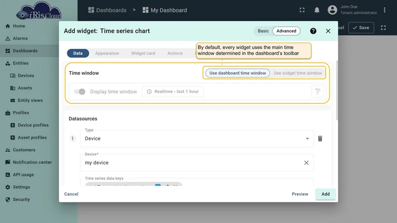 Time window settings