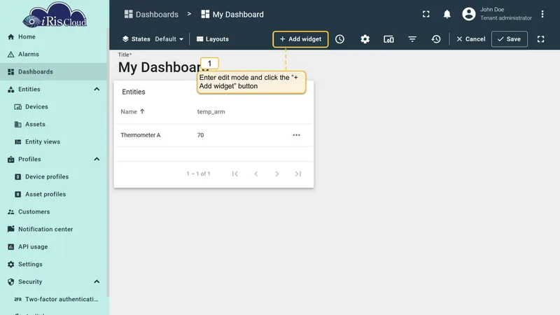 Add Timeseries Line Chart widget
