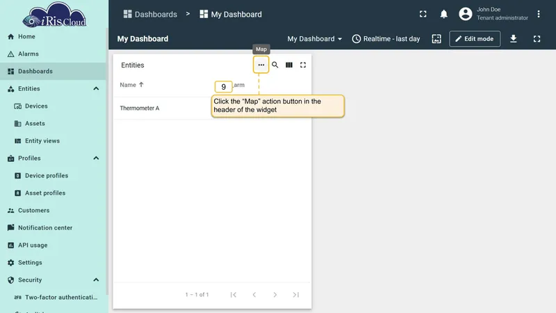 Click widget header button